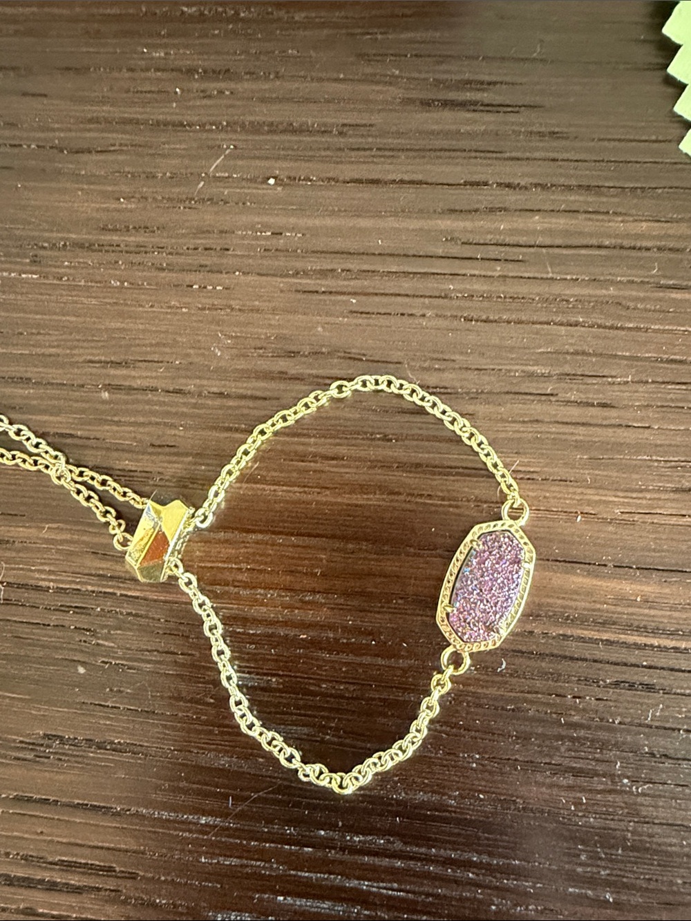 Gold Chain Bracelet with Pink Druzy Accent Kendra Scott